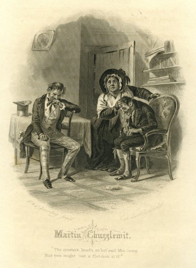 Martin Chuzzlewit: Mrs Gamp, gegraveerd door C.H. Smith, 1866 door Felix Octavius Carr Darley